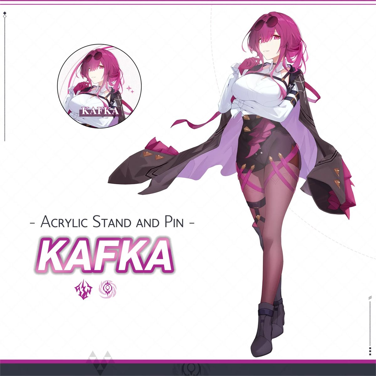Kafka acrylic stand and pin design